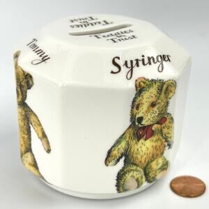 Fine Bone China Piggy Bank "Teddies in Trust" National Trust Bank Bears 3.25"H